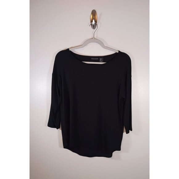 Tahari Tops - Tahari Lagenlook Tunic Knit Black 3/4 Length Sleeve Knit Crew Neck Size S NWT